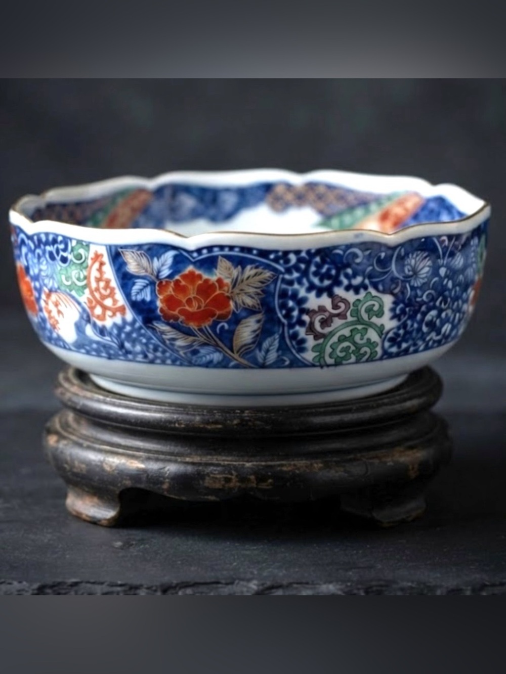 Vintage Takahashi Imari ceramic decorative serving bowl Japan